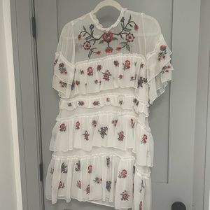 Zara white embellished dress